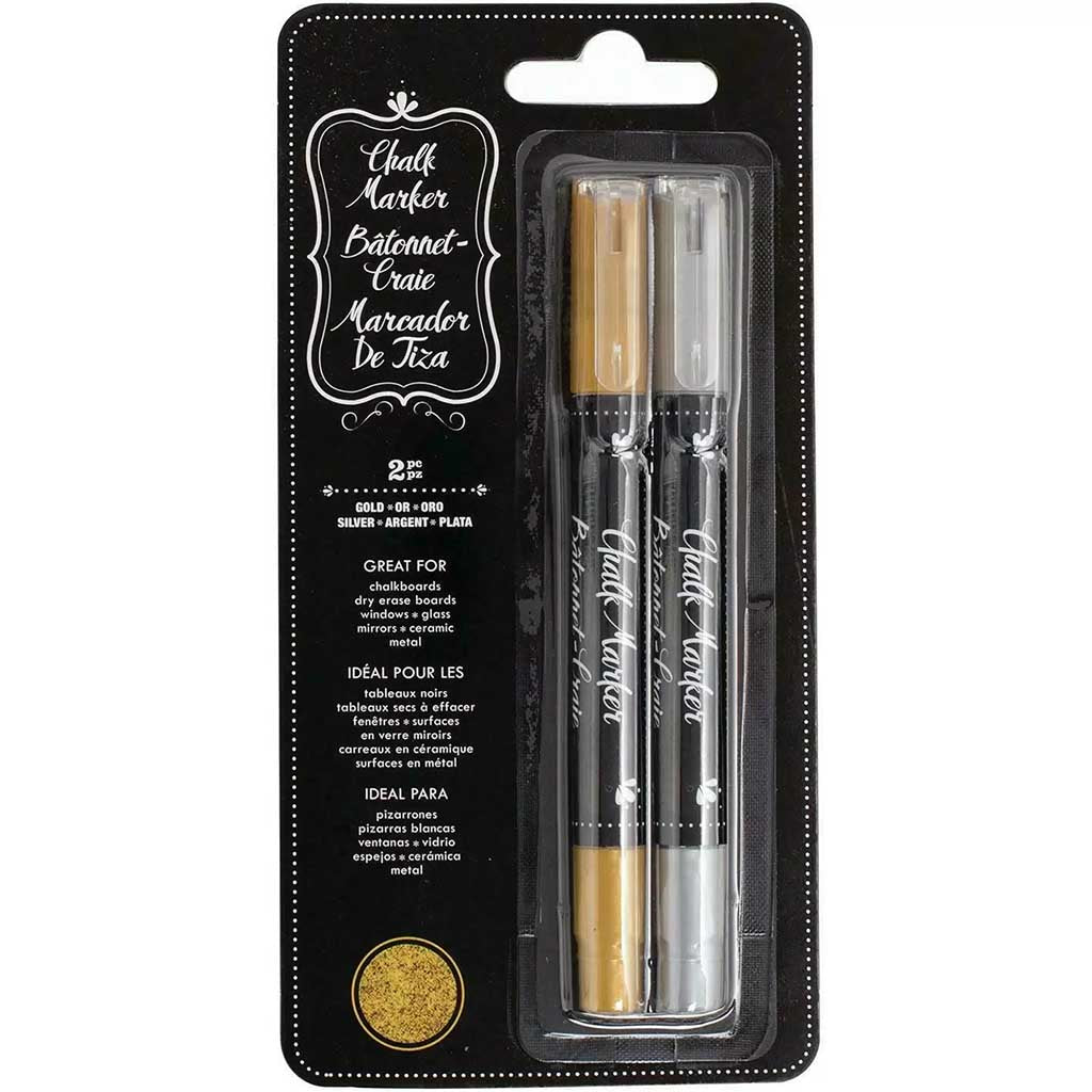 Eraseable Chalk Marker Silver and Gold 2pc