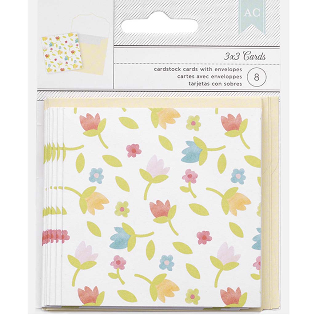 Little Flowers Cards and Envelopes 3in x 3in, 8ct