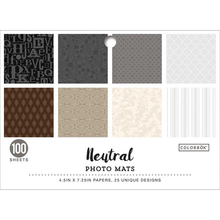 Colorbok Designer Paper 4.5x7.25" Photo Mat Sets 100 sheets- Neutral