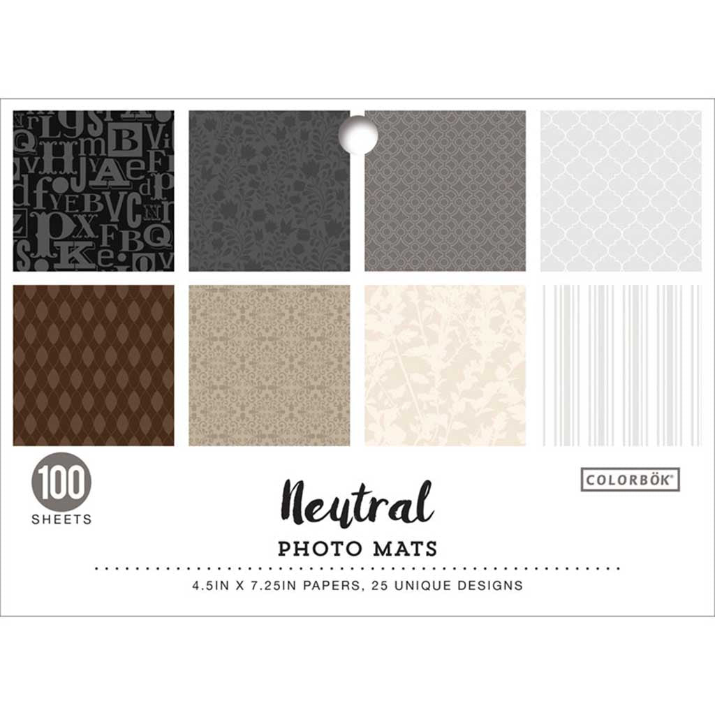 Colorbok Designer Paper 4.5x7.25" Photo Mat Sets 100 sheets- Neutral