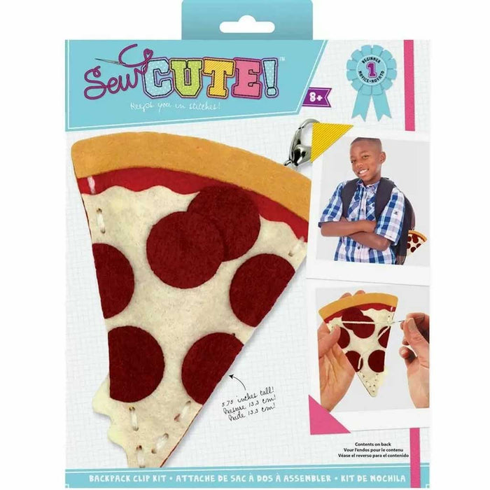Colorbok Sew Cute Pizza Felt Backpack Clip Sewing Kit for Kids