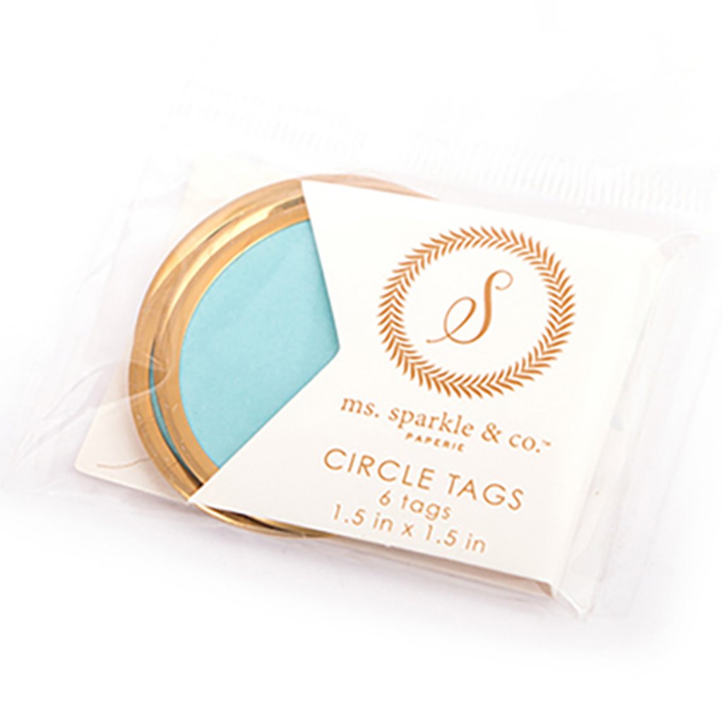 Circle Tag Blue Gold Rim