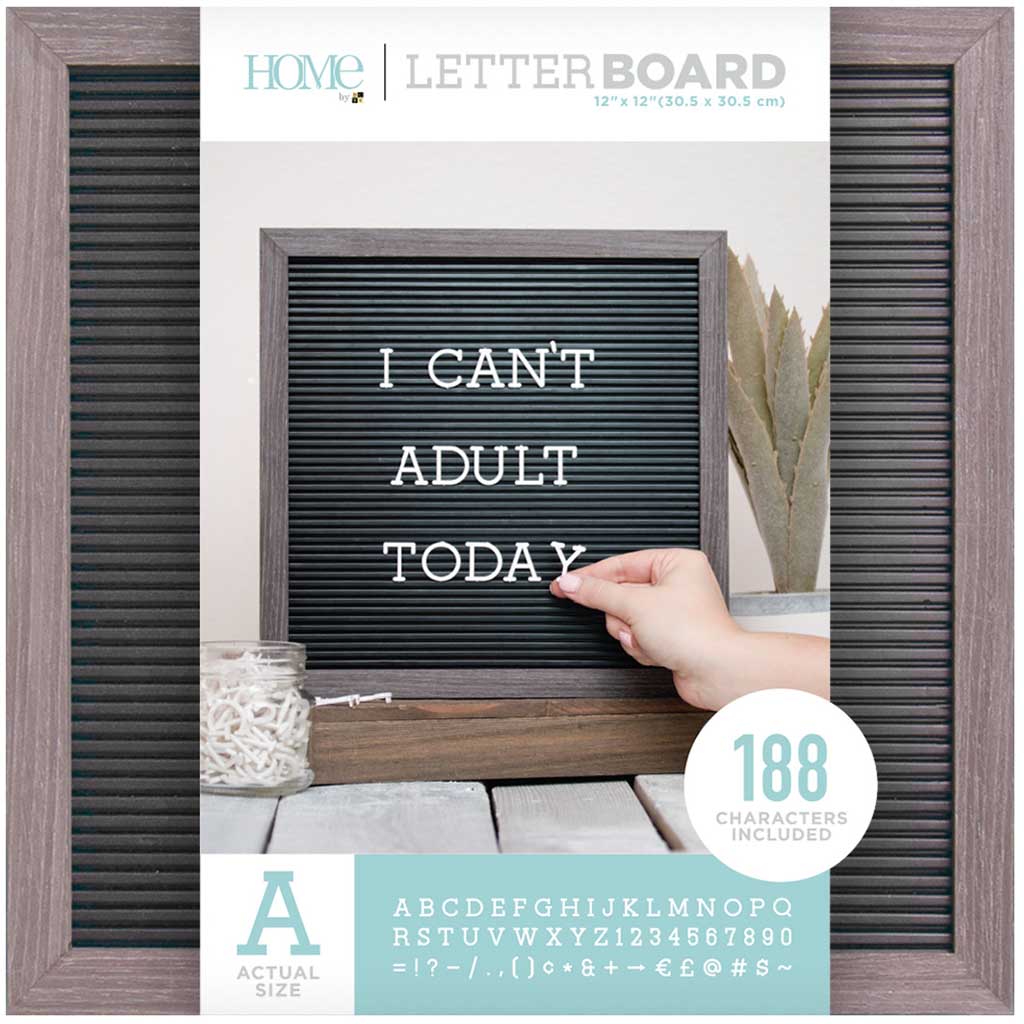 Letter Board Grey and Black, 12in x 12in