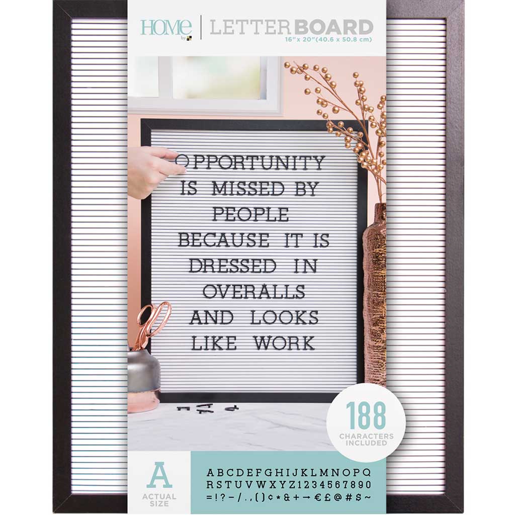 DCWV Framed Letterboard 16in x 20in-Black W/White Insert