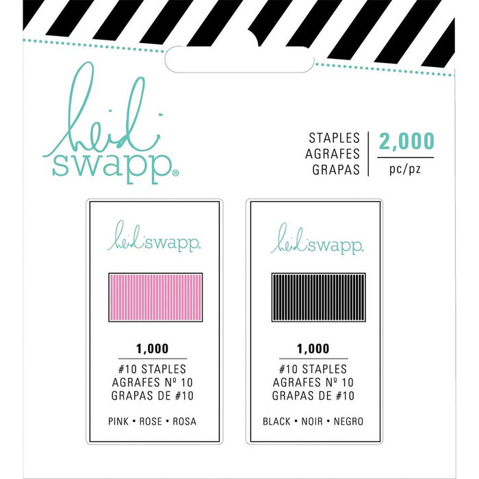 Heidi Swapp #10 Staple Refill Pack 2000 Pieces Pink & Black