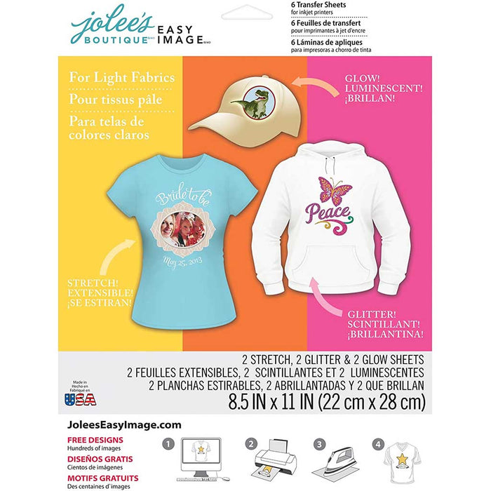 Jolee's Boutique Easy Image Transfer Sheets 8.5in x 11in 6/Pkg for Light Fabrics