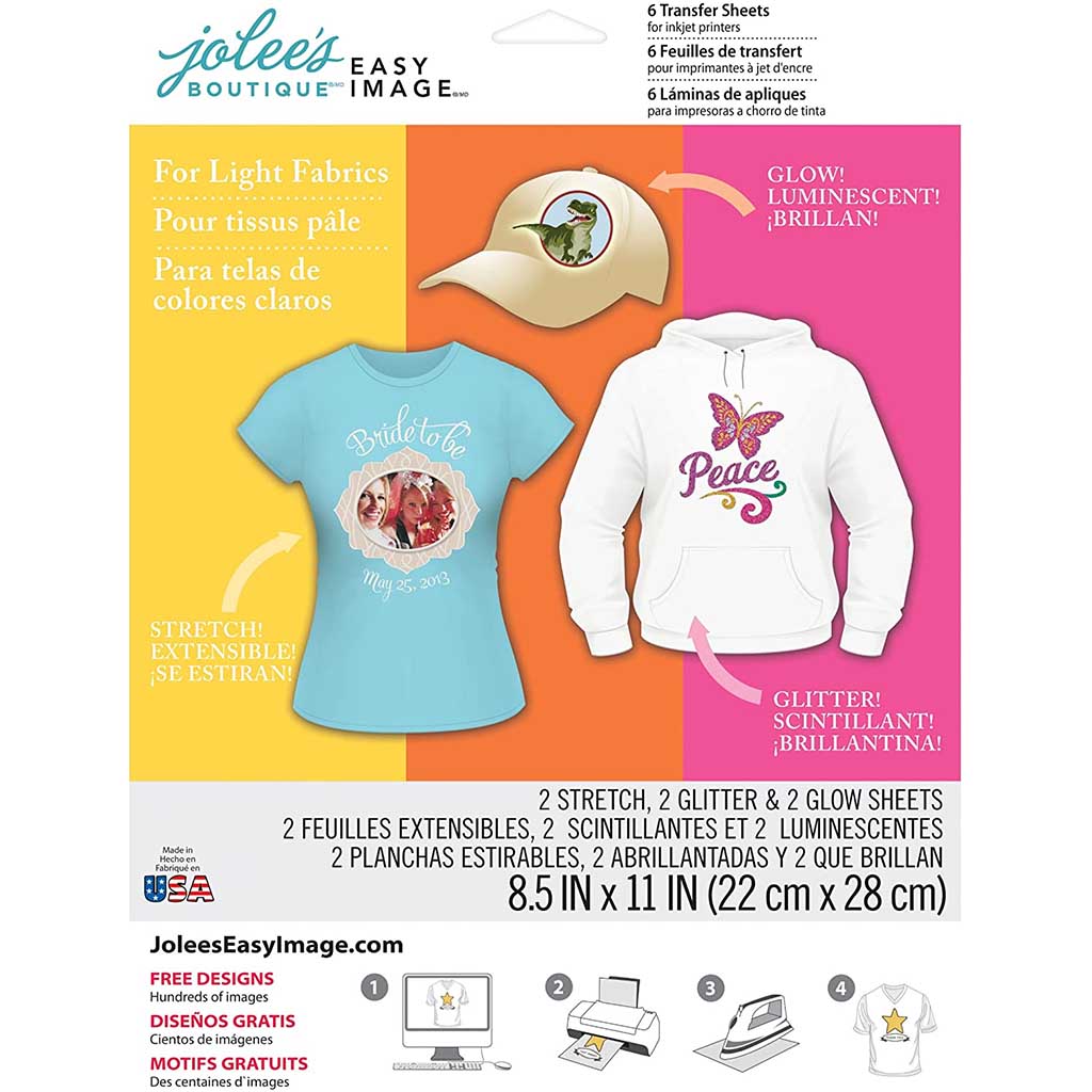Jolee's Boutique Easy Image Transfer Sheets 8.5in x 11in 6/Pkg for Light Fabrics