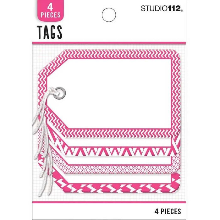 Studio 112 Patterned Gift Tags Pink 4 Piece Cardstock Set