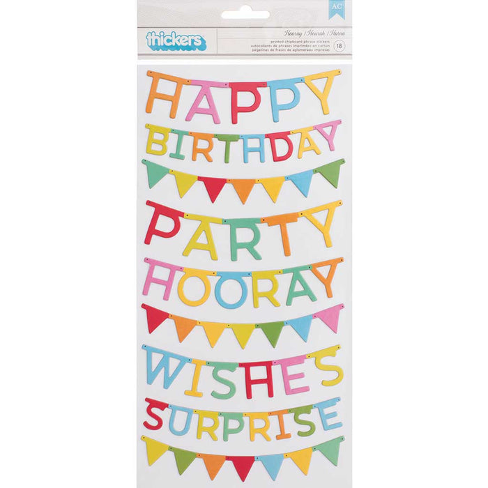 Happy Hooray Thickers - Phrases & Banners, 18 stickers