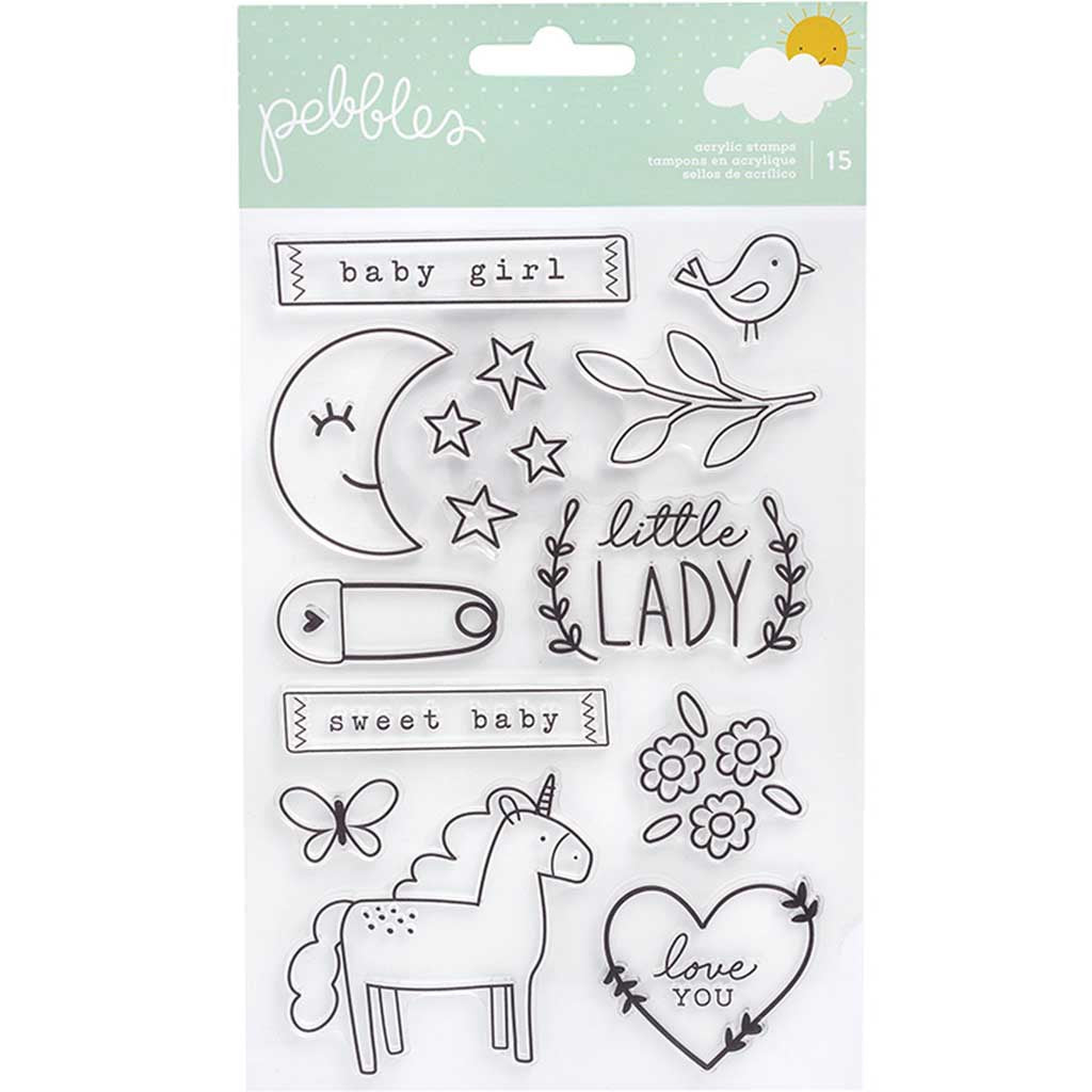Pebbles Peek-A-Boo You Girl Clear Stamps Scrapbooking Set
