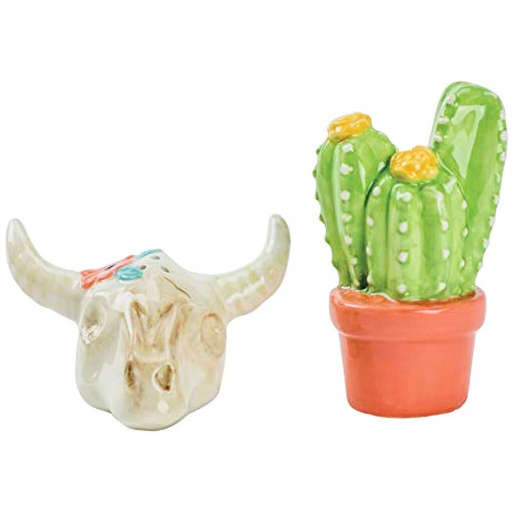 Desert Cactus And Skull Salt &amp; Pepper Shaker