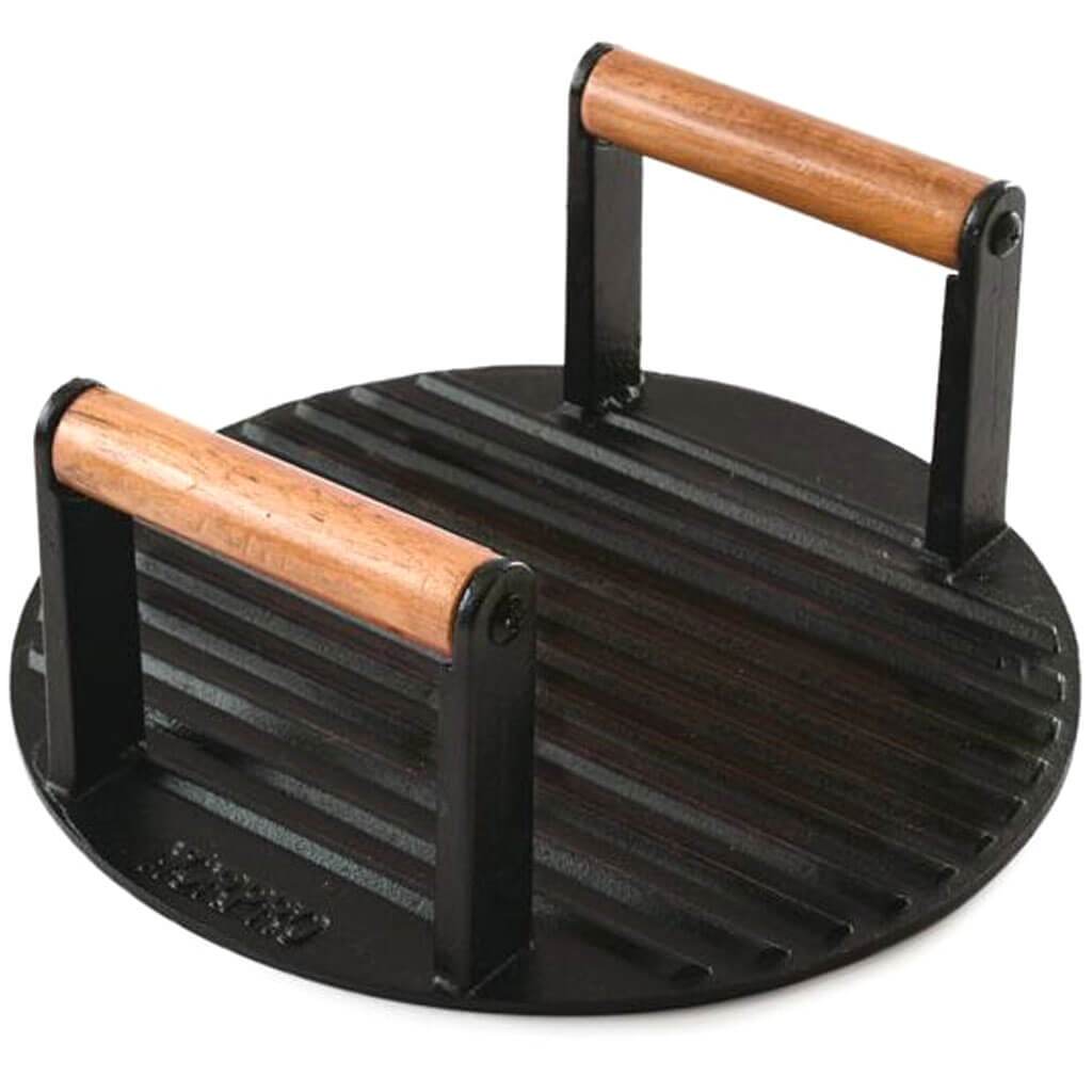 Pre-Seasoned Cast Iron Grill Top / Bacon Press