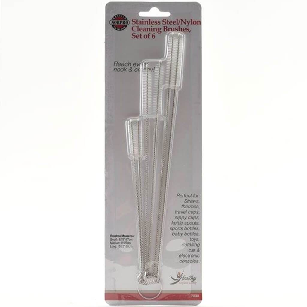Stainless Steel/Nylon Cleaning Brushes, Set of 6