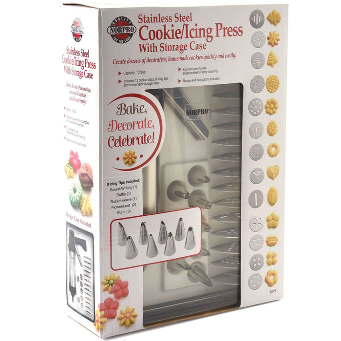 Stainless Steel Cookie/Icing Press with Storage Case