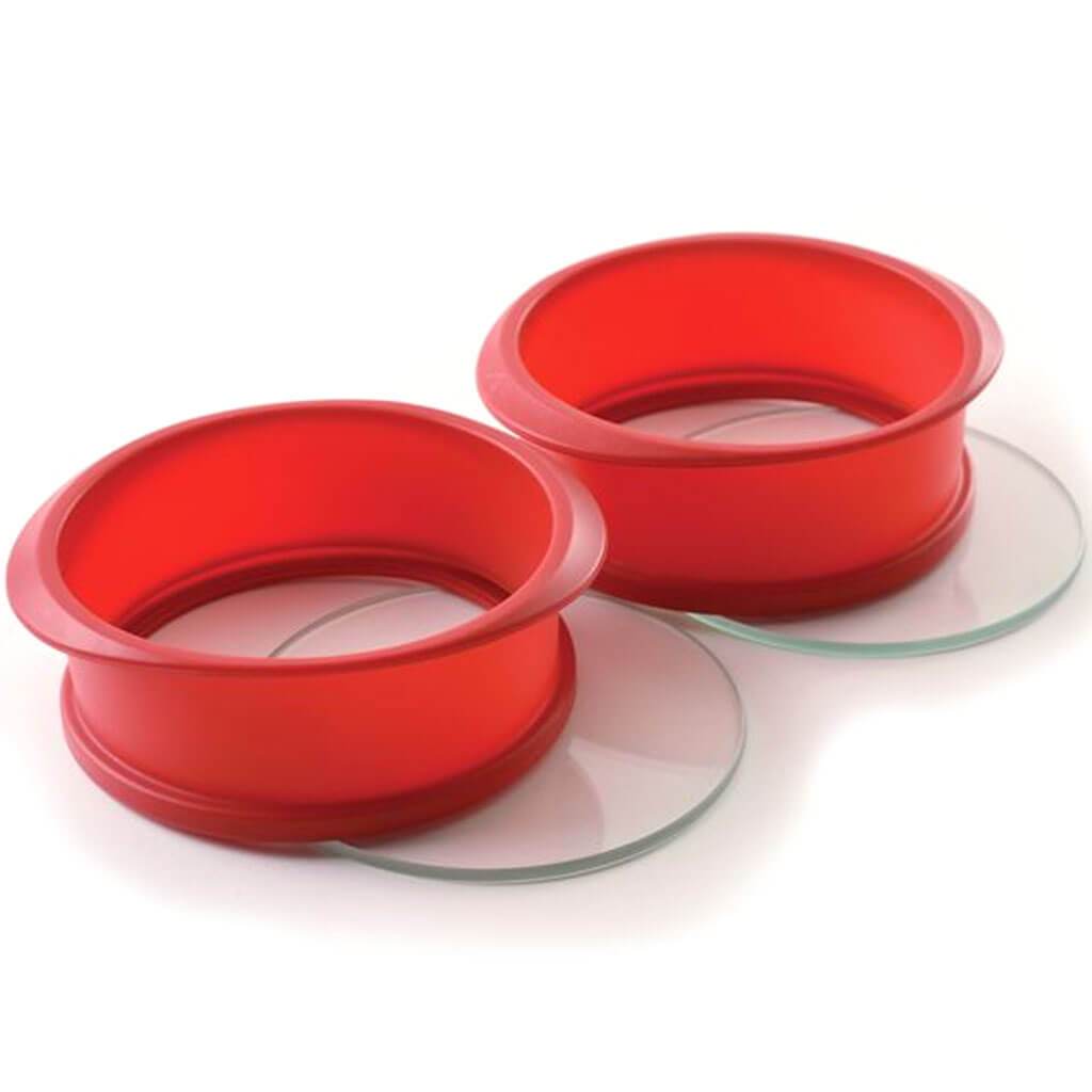 Silicone / Glass Bottom Cheesecake Pans, Set of 2, Red