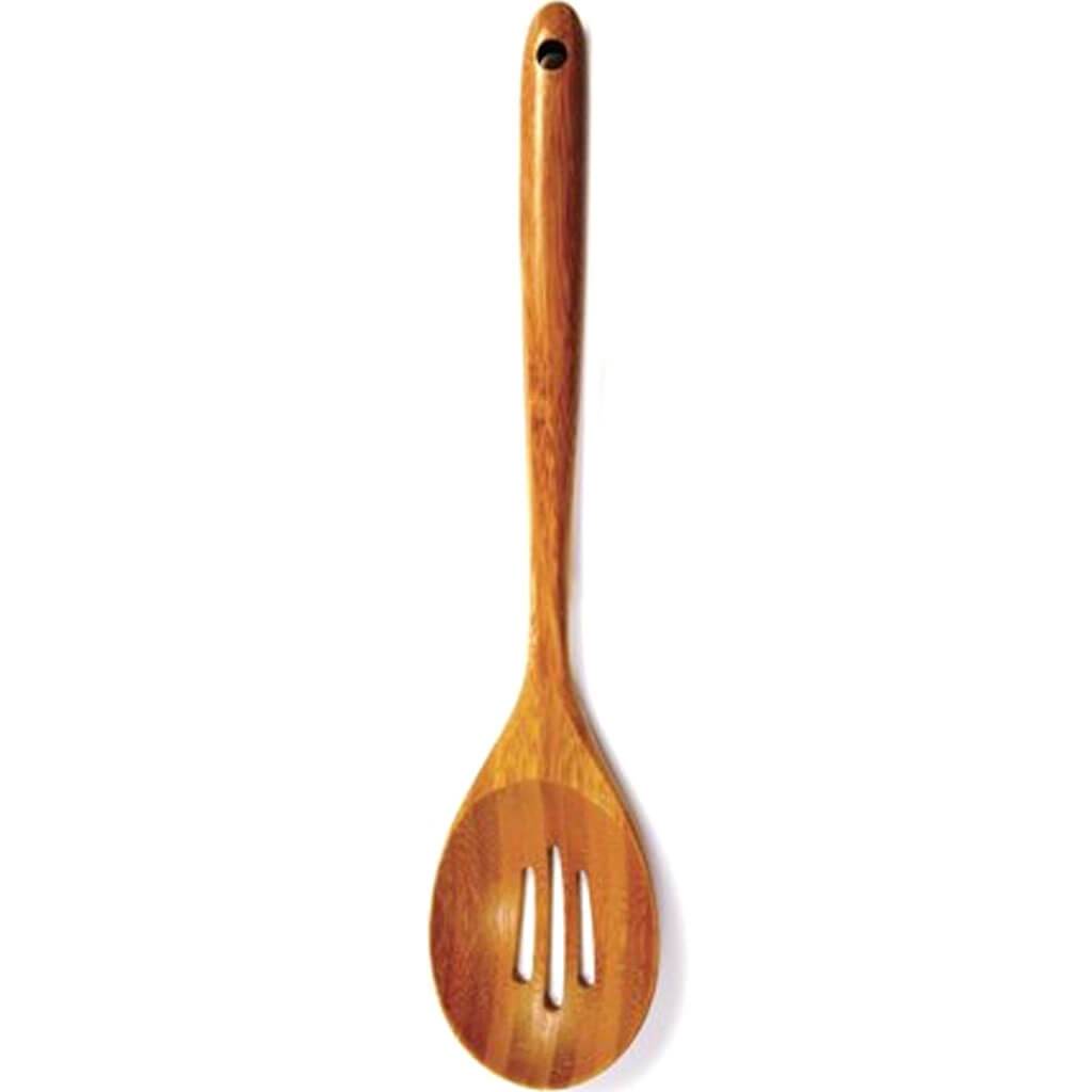 Bamboo Slotted Spoon, Rounded 12in