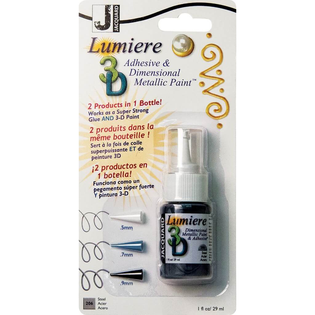 Lumiere 3D Metallic Paint and Adhesive Blister 1oz Clear