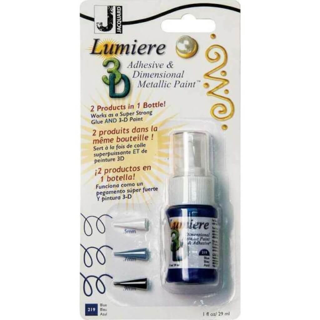 Lumiere 3D Metallic Paint and Adhesive Blister 1oz Clear