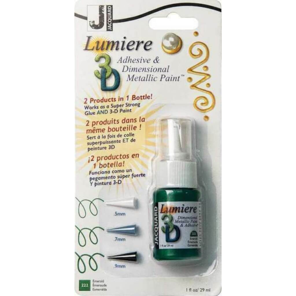 Lumiere 3D Metallic Paint and Adhesive Blister 1oz Clear