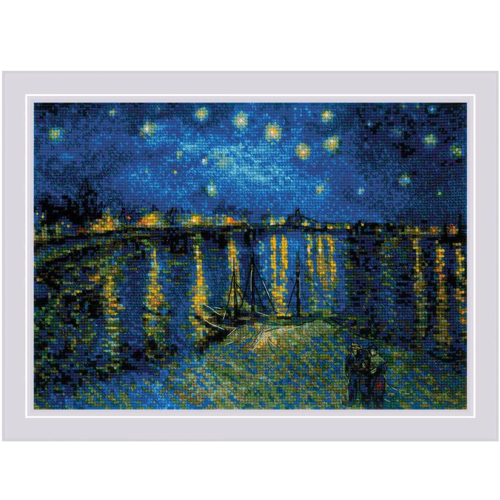 Counted Cross Stitch Kit 15in x 10.25in Starry Night Over Rhone/Van Gogh