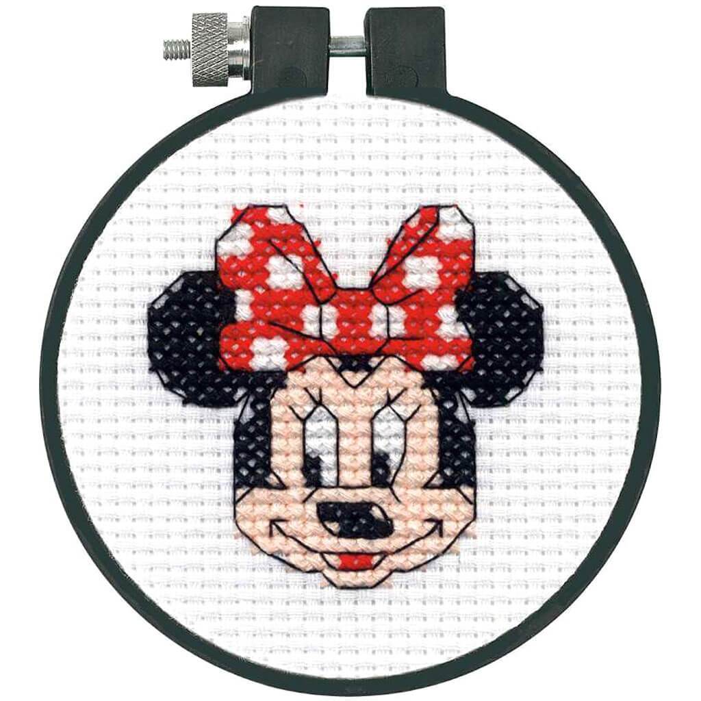 Counted Cross Stitch Kit 3in Round Minnie Mouse