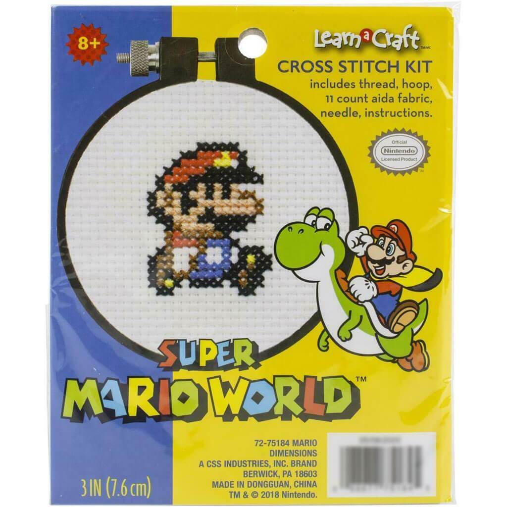 Counted Cross Stitch Kit 3in Round Super Mario Bros