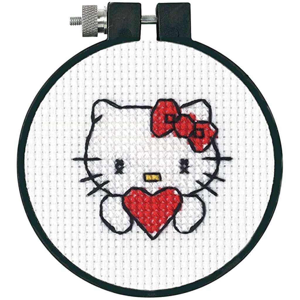 Counted Cross Stitch Kit 3in Round Hello Kitty Heart