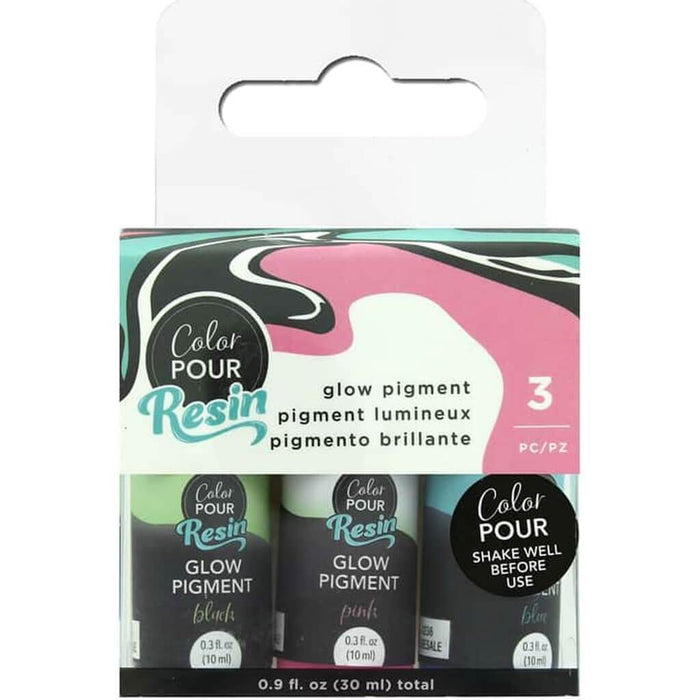 Color Pour Resin Glow Pigment Dye Set, 3 Pack