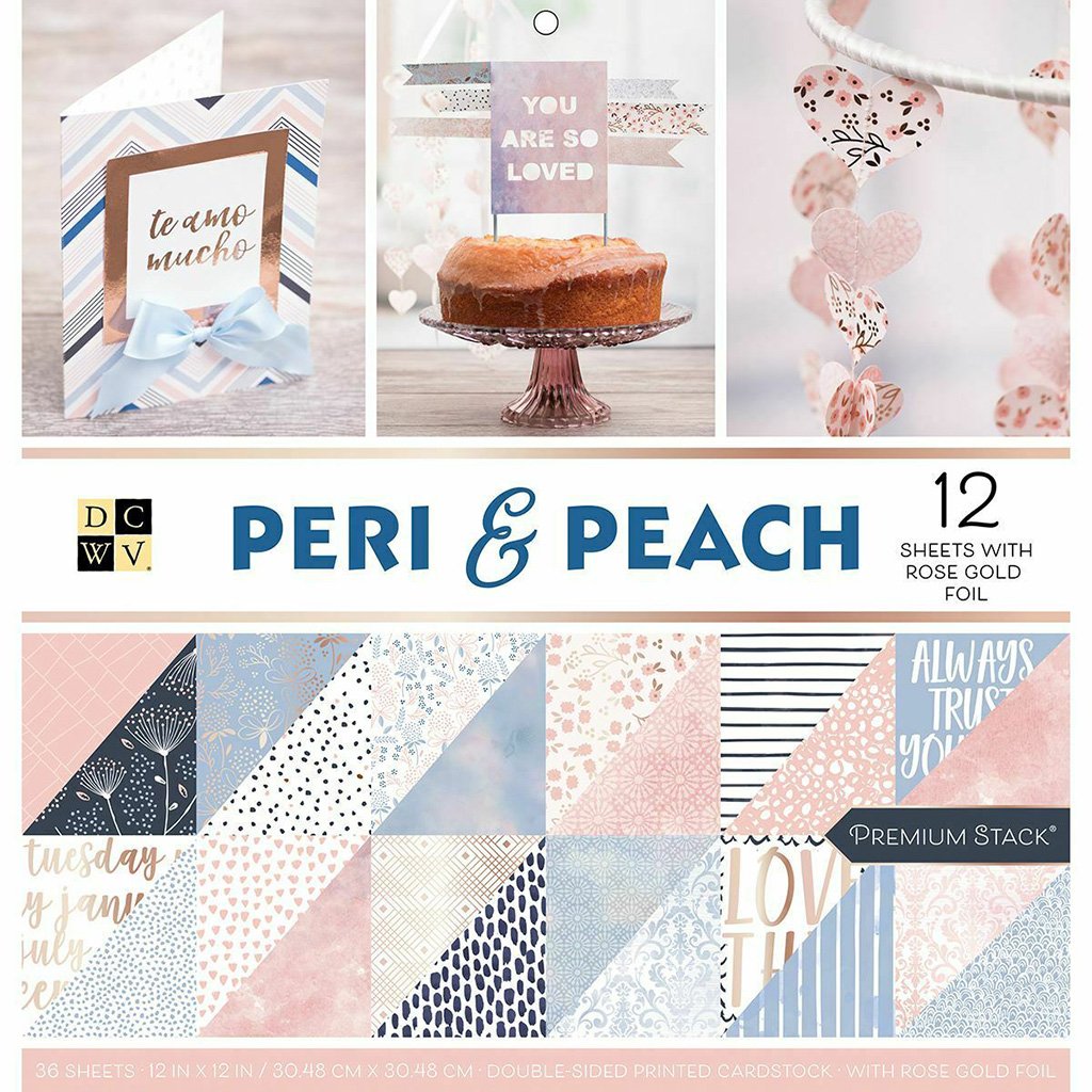 Peri &amp; Peach Printed Cardstock 12in x 12in