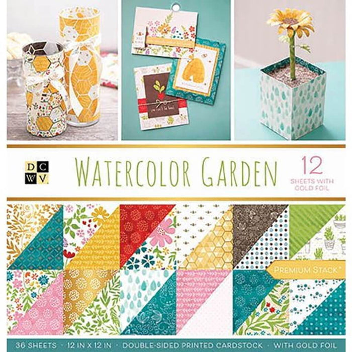 DCWV Double-Sided 12in x 12in Cardstock Stack 36 Sheets- Watercolor Garden