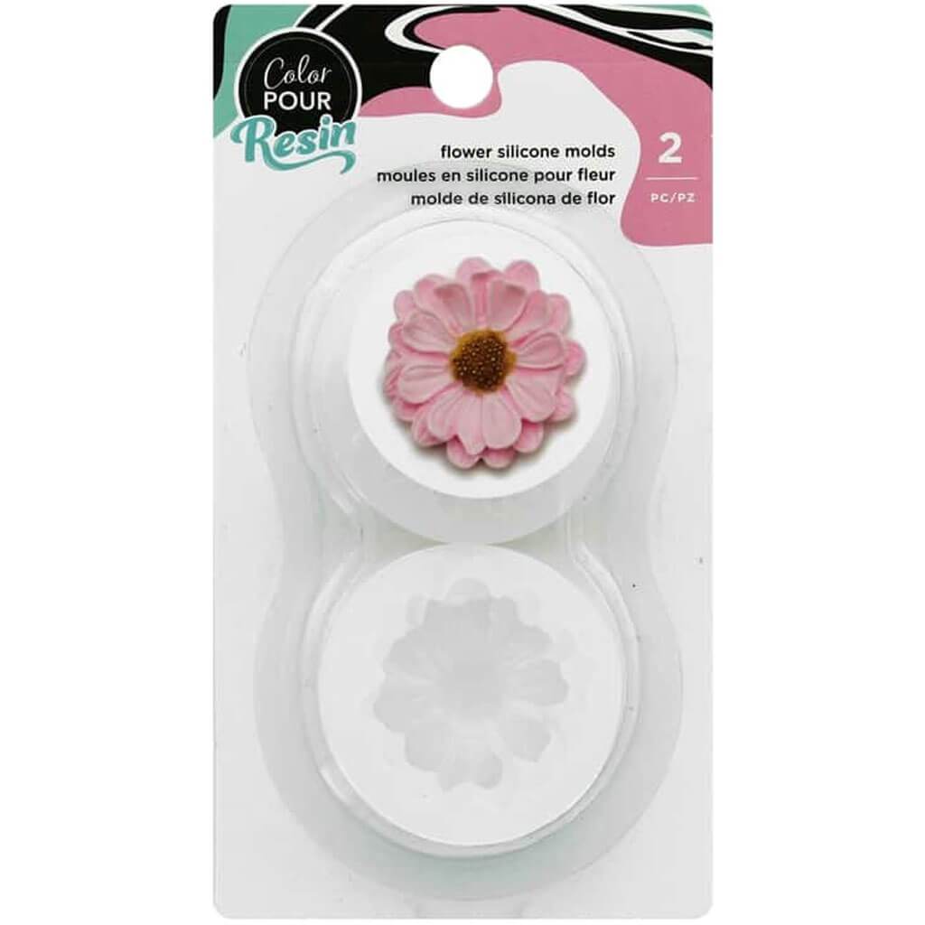 Color Pour Resin Mold Flowers, 2pc