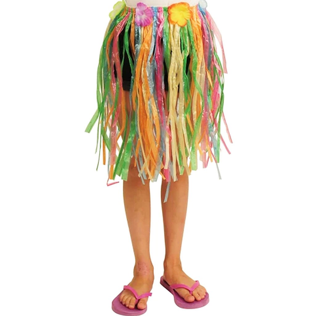 Multicolored Hula Skirt with Flowers