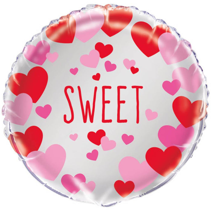 Sweet Pink & Red Hearts Foil Balloon 18in