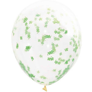 Clear Latex Balloons with Shamrock Shaped Confetti 5ct, 16in