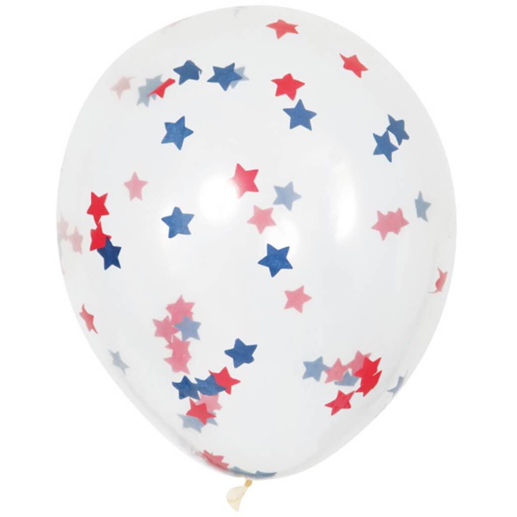 Clear Latex Balloons with Star-Shaped Confetti 5ct