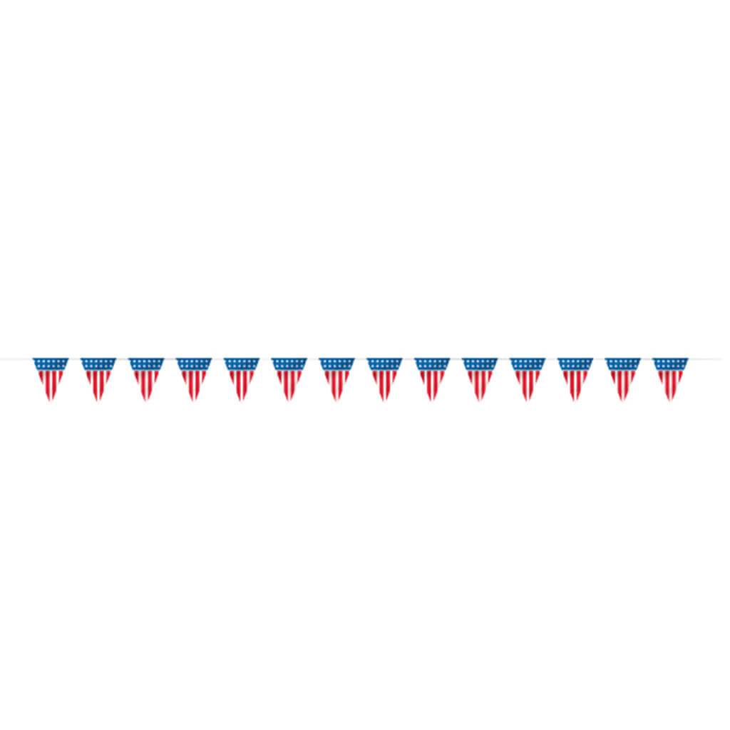 Patriotic Plastic Flag Banner, 14ft