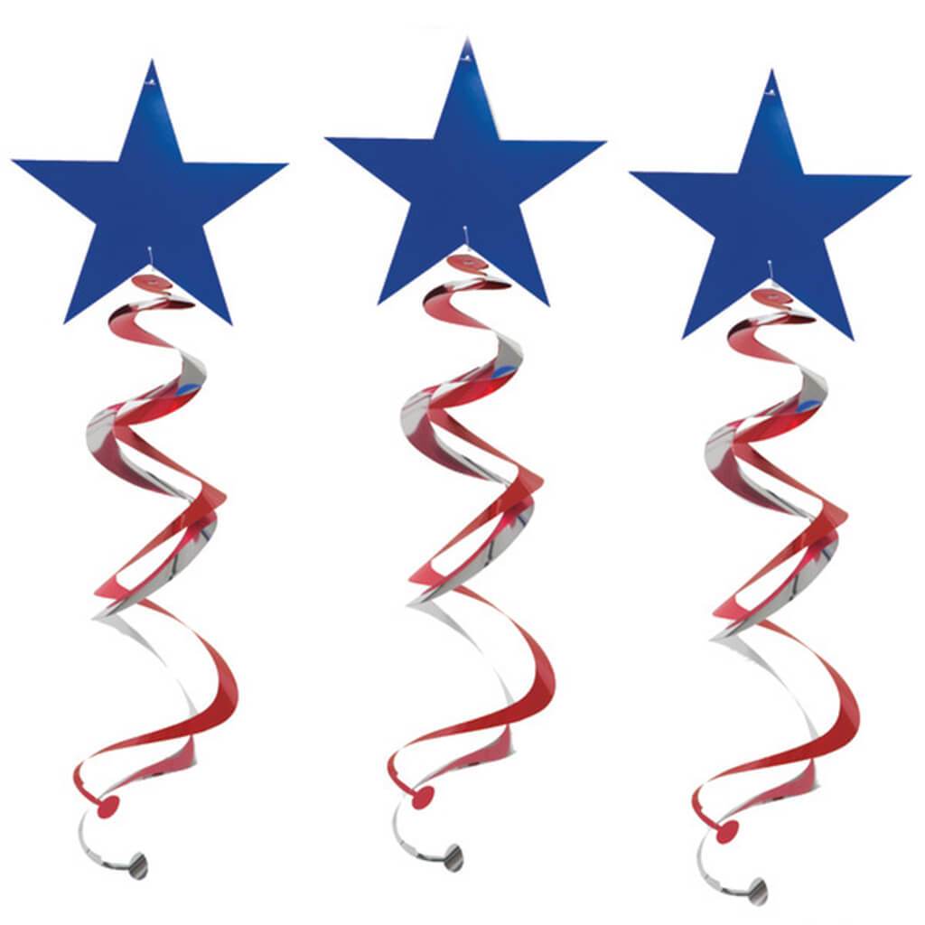 Patriotic Double Hanging Swirl Decorations 3ct