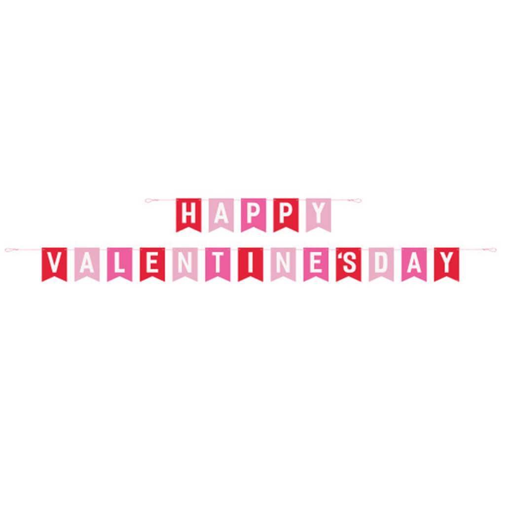 Red and Pink Happy Valentine's Day Pennant Banner, 2pc