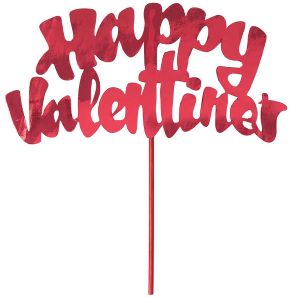 Red Happy Valentine's Foil Cake Topper Pick