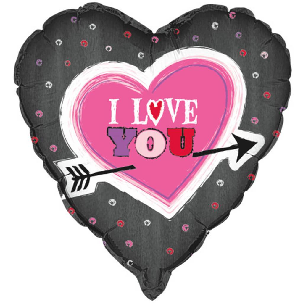 I Love You Arrow Heart Foil Balloon 18in