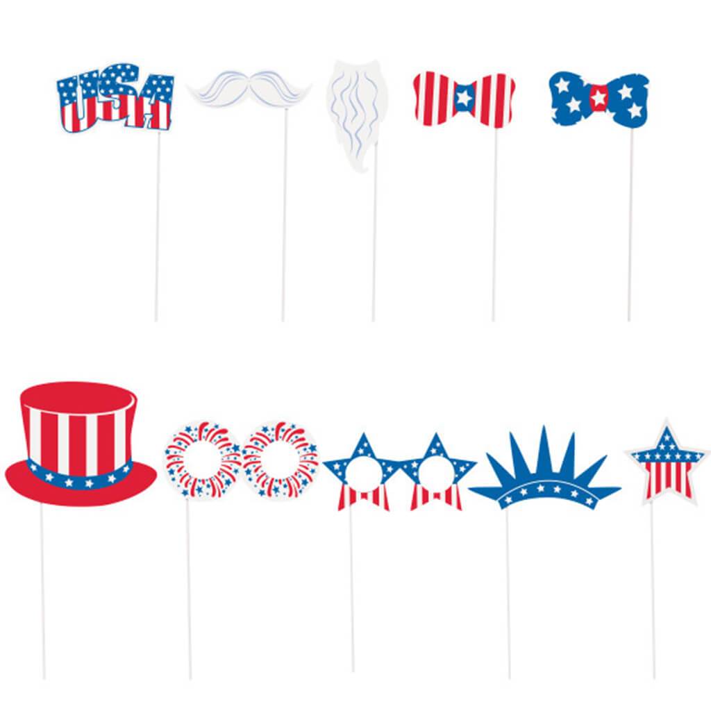 Patriotic Photo Booth Props, 10ct