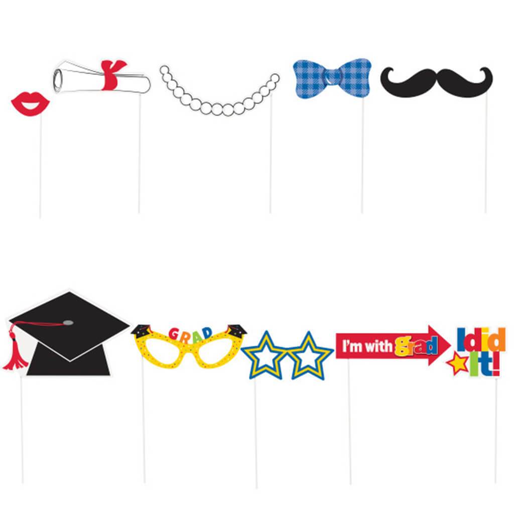 Graduation Photo Booth Props, 10ct