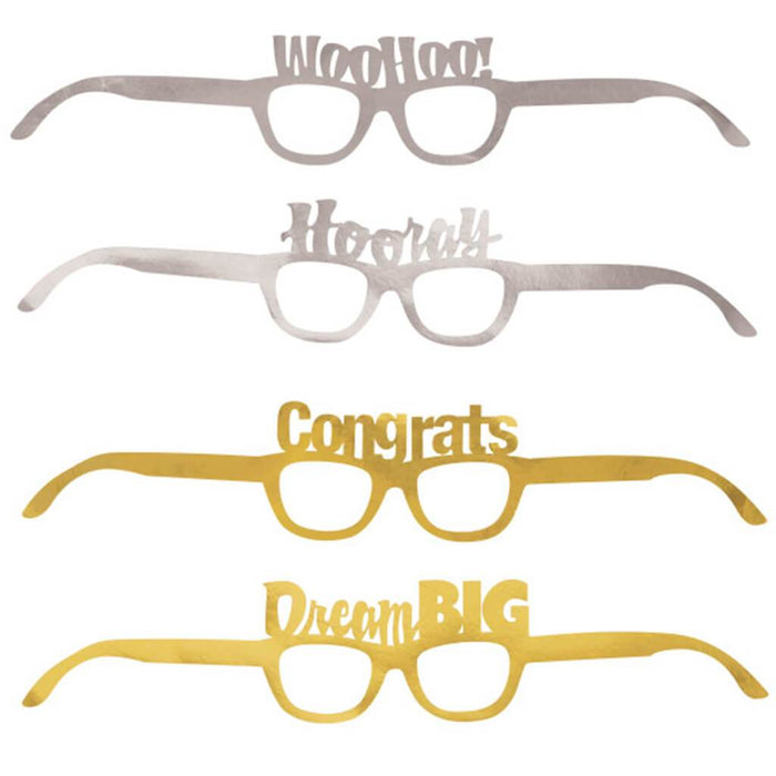 Graduation Foil Party Glasses, 4ct