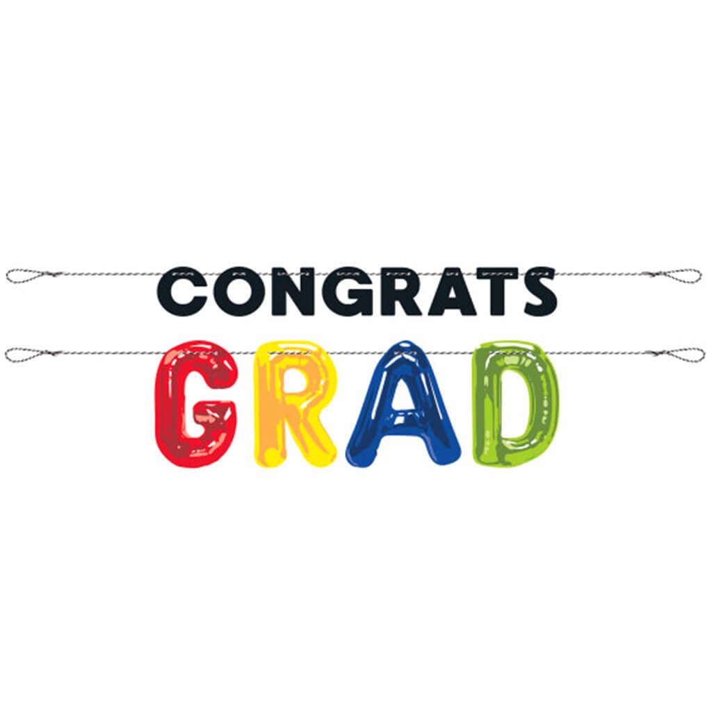 Letter Balloon Grad Paper Letter Banner 2pc