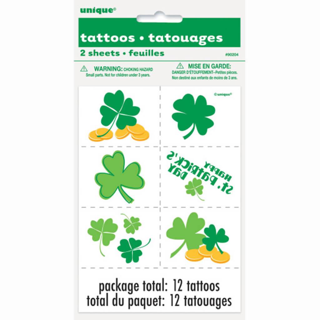 Shamrock Color Tattoo Sheets, 2ct