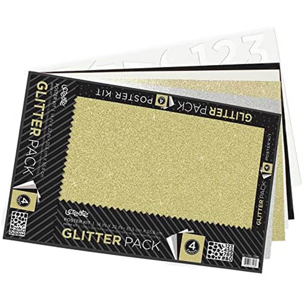 Glitter Poster Board Kit 5pk 14x12