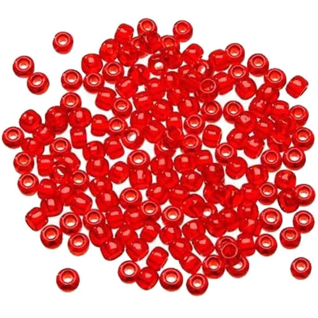 Glass Seed Beads Transparent Red 6/0 4mm