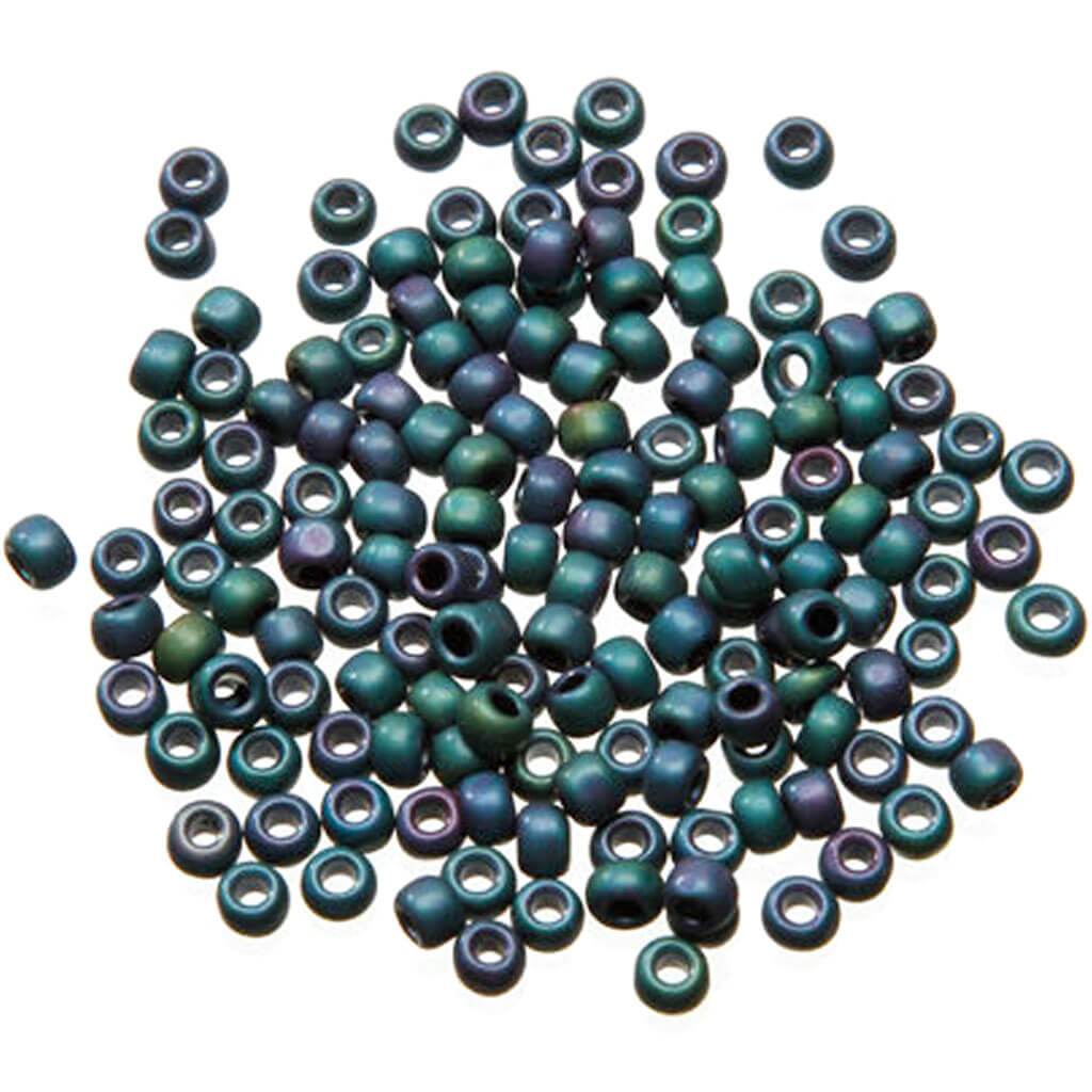 Glass Seed Beads Matte Blue Green 6/0 4mm