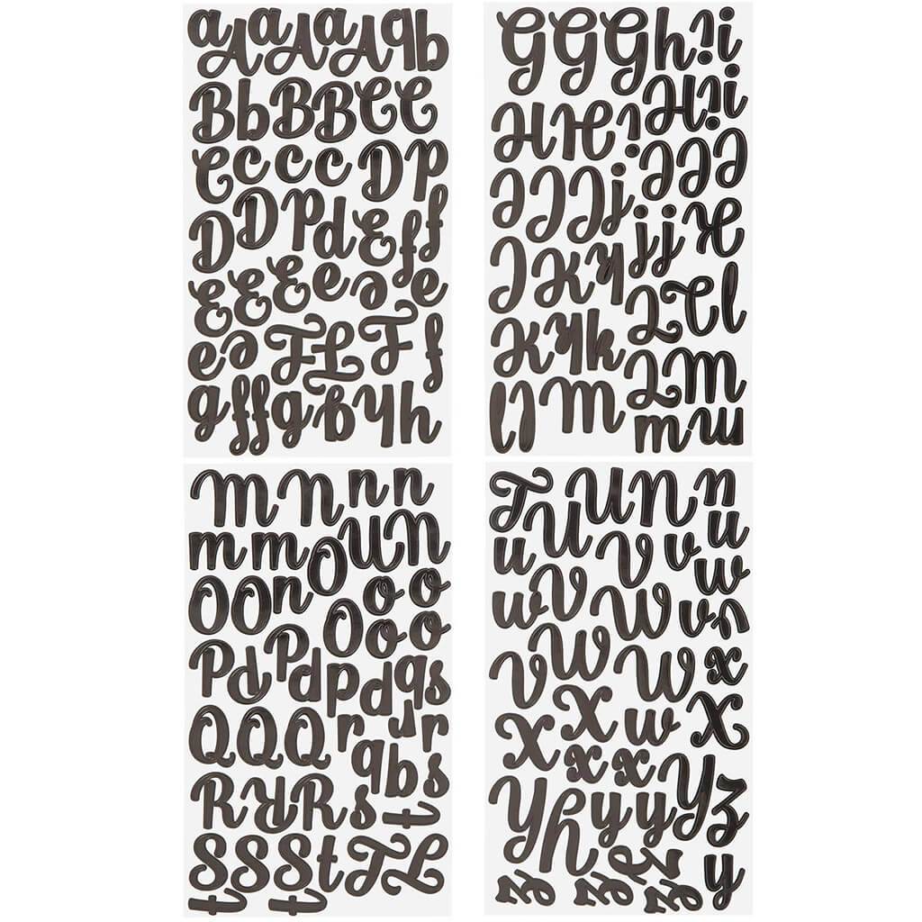 Alpha Sticker Black Script