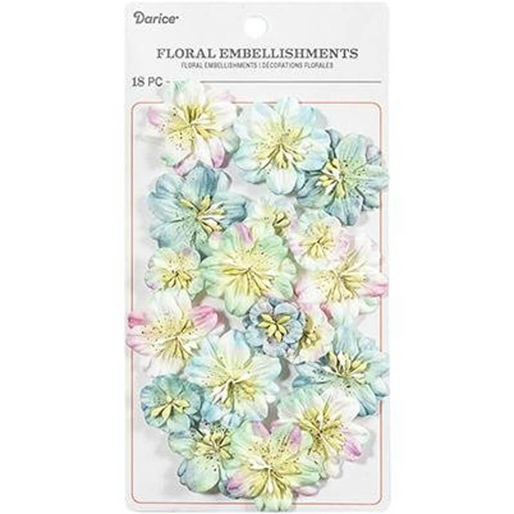 Speckle Floral Embellishment Turquoise 18pcs